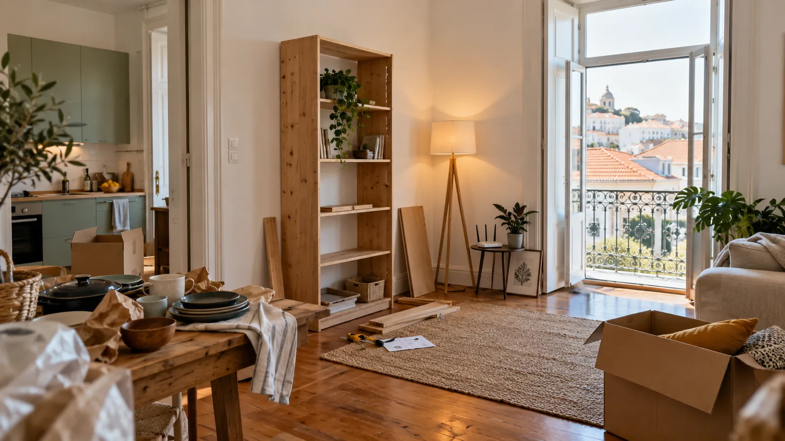 A new apartment gradually becoming a home.