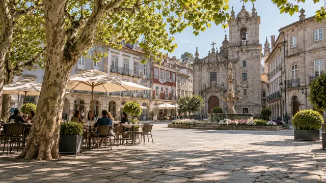 Braga-inspired northern Portuguese square with granite paving.