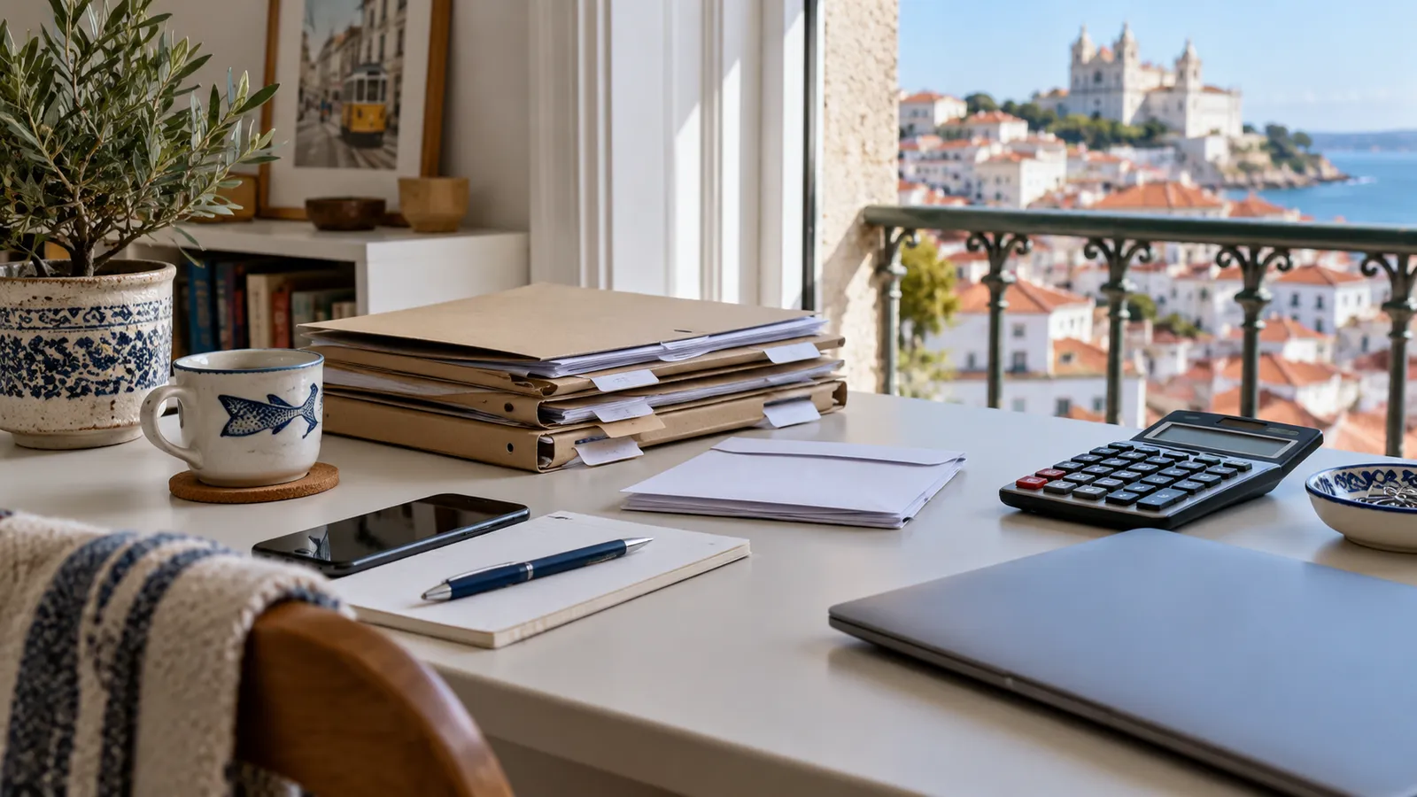 A carefully arranged mortgage application pack of blank-tabbed folders.
