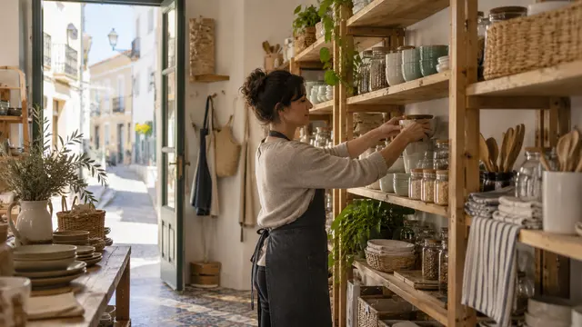 A small neighbourhood shop being prepared before opening.