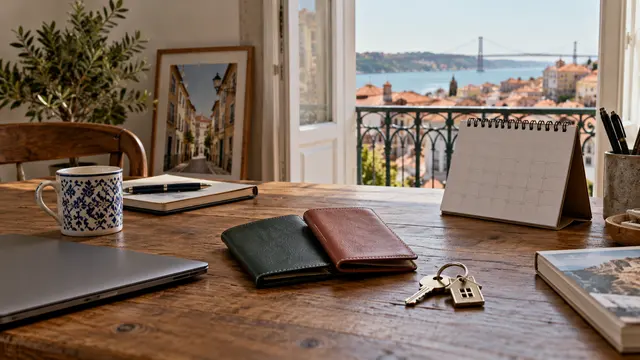 A home administration desk with a plain year calendar.