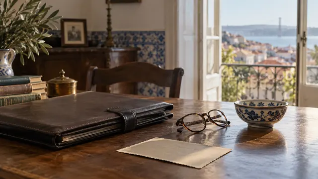 A thoughtful family administration still life with a closed legal folder.