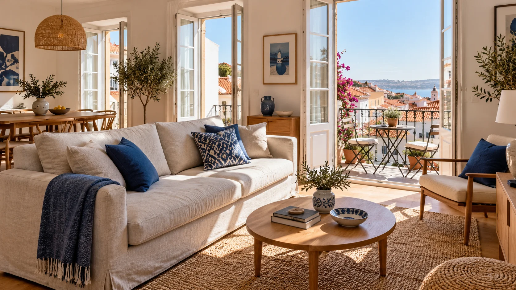 A sunny apartment with a balcony